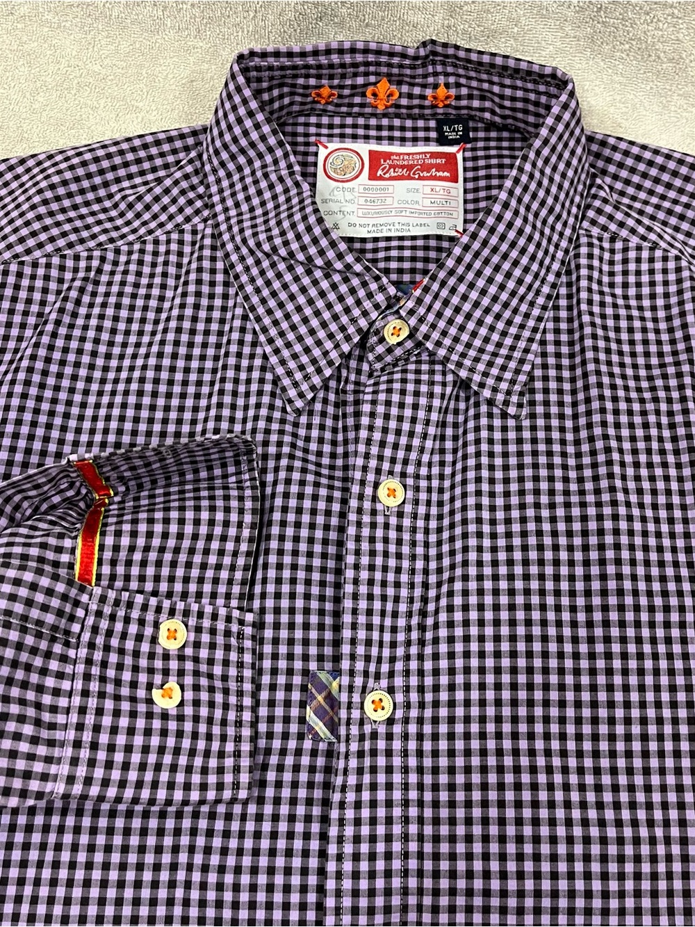 Robert Graham Men's XL Freshly Laundered Button Down Shirt Gingham Check